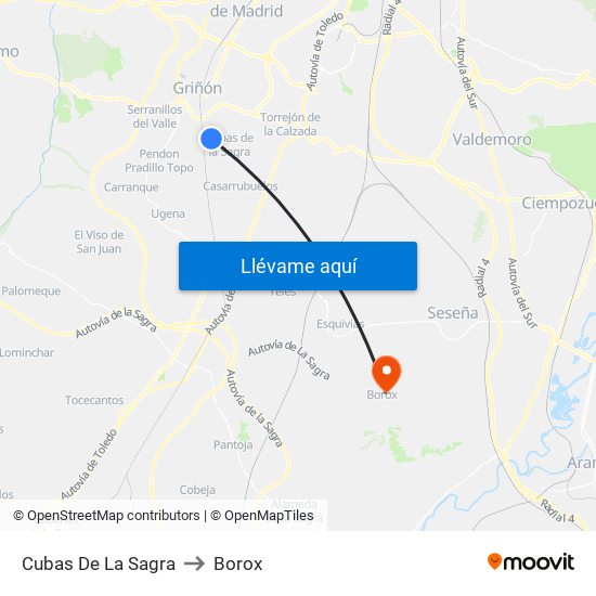 Cubas De La Sagra to Borox map