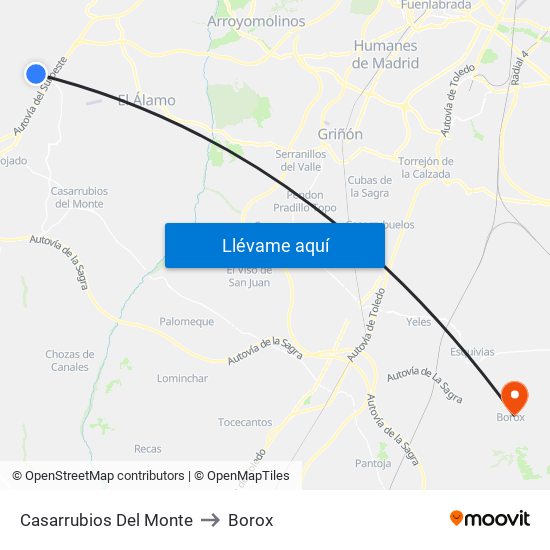 Casarrubios Del Monte to Borox map