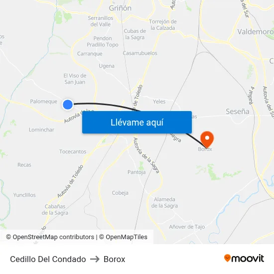 Cedillo Del Condado to Borox map