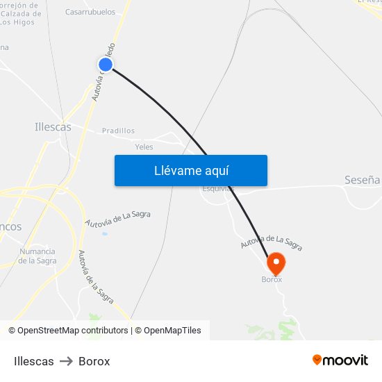 Illescas to Borox map