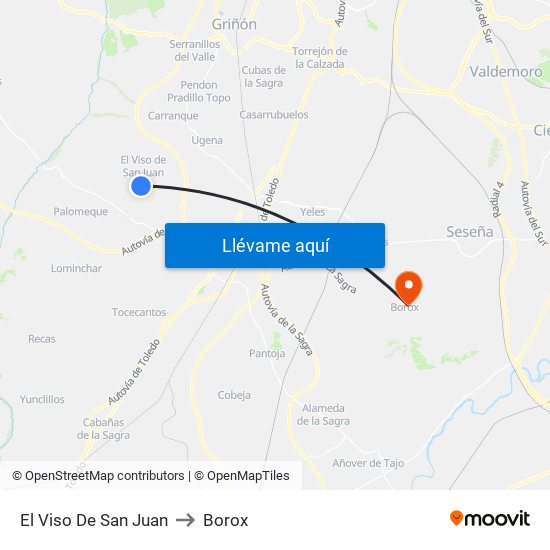 El Viso De San Juan to Borox map