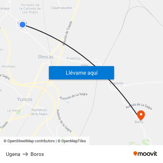 Ugena to Borox map