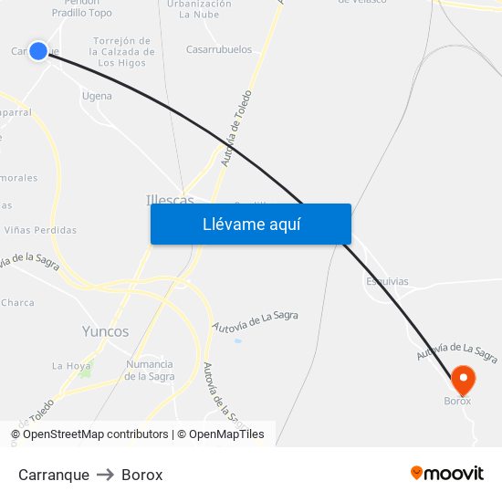 Carranque to Borox map