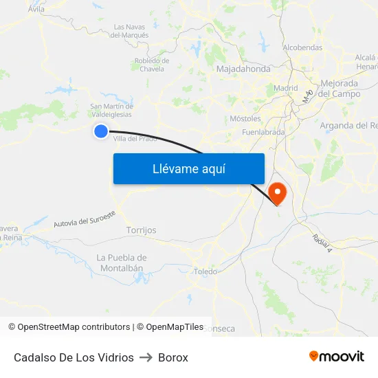 Cadalso De Los Vidrios to Borox map