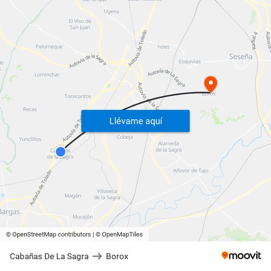 Cabañas De La Sagra to Borox map