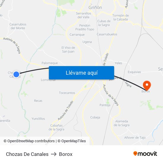 Chozas De Canales to Borox map