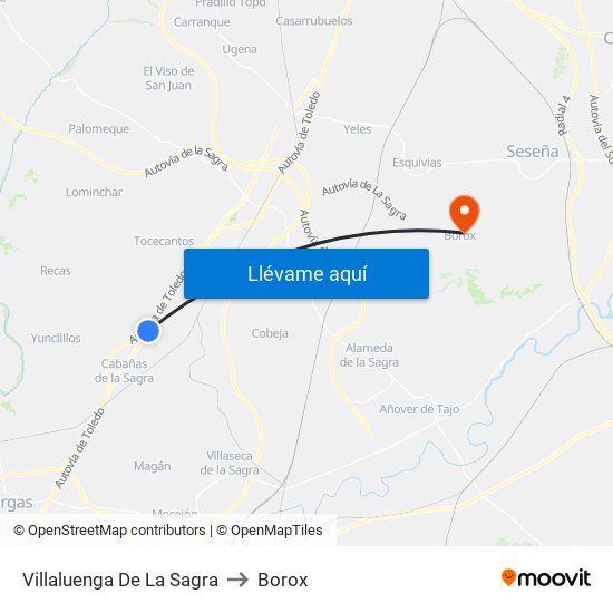 Villaluenga De La Sagra to Borox map