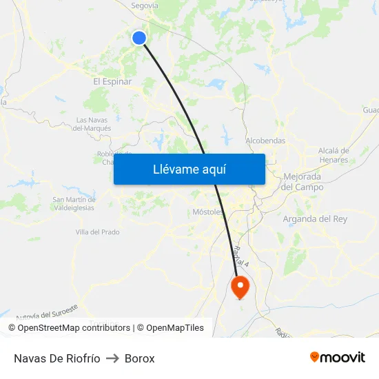 Navas De Riofrío to Borox map