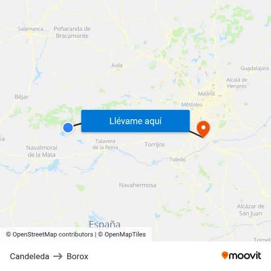 Candeleda to Borox map