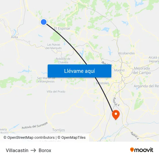 Villacastín to Borox map