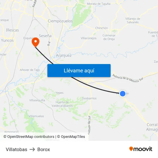 Villatobas to Borox map