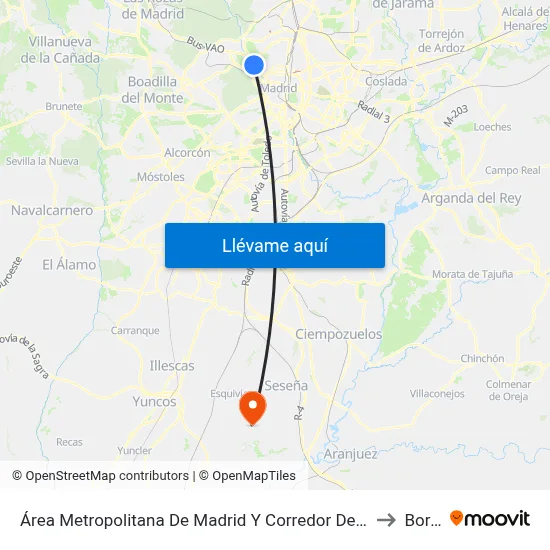 Área Metropolitana De Madrid Y Corredor Del Henares to Borox map