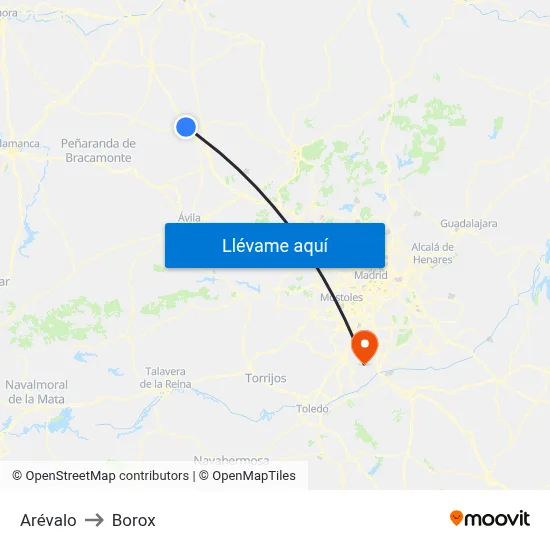 Arévalo to Borox map