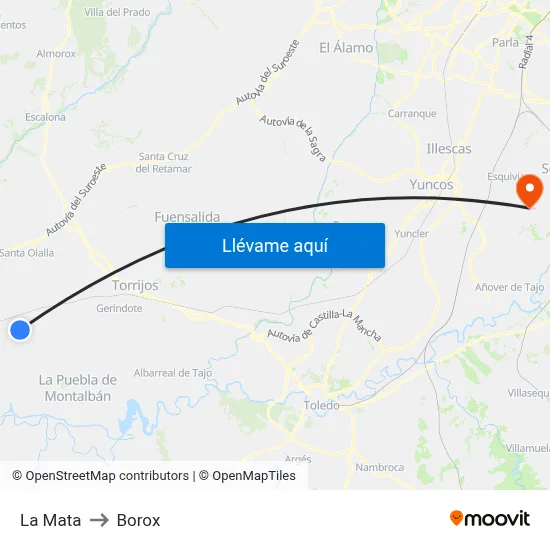 La Mata to Borox map