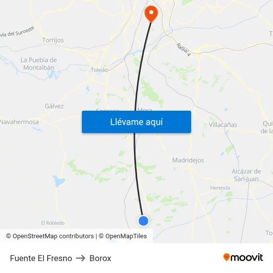 Fuente El Fresno to Borox map