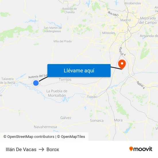 Illán De Vacas to Borox map
