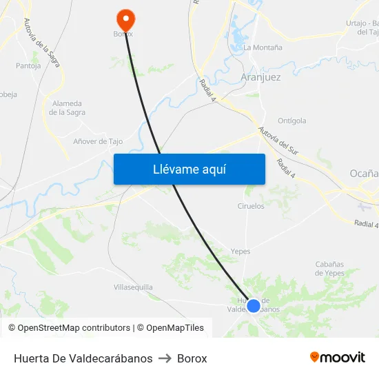 Huerta De Valdecarábanos to Borox map