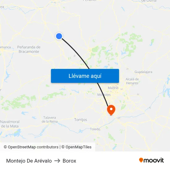 Montejo De Arévalo to Borox map