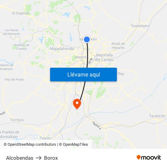 Alcobendas to Borox map