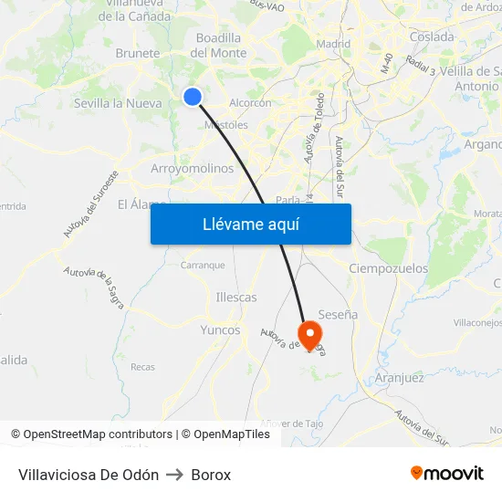 Villaviciosa De Odón to Borox map