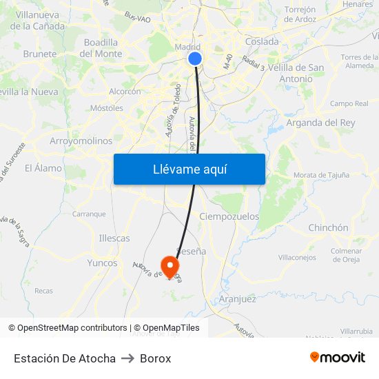 Estación De Atocha to Borox map