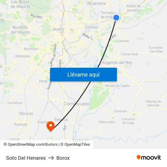 Soto Del Henares to Borox map