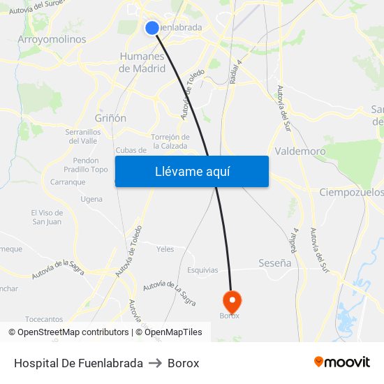 Hospital De Fuenlabrada to Borox map