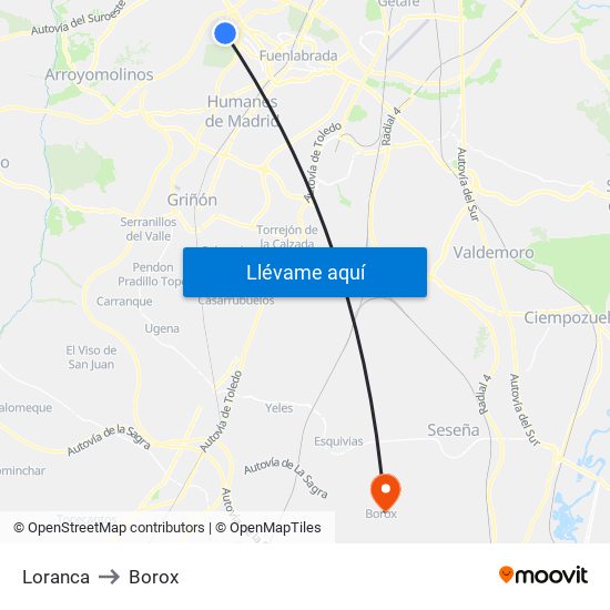 Loranca to Borox map