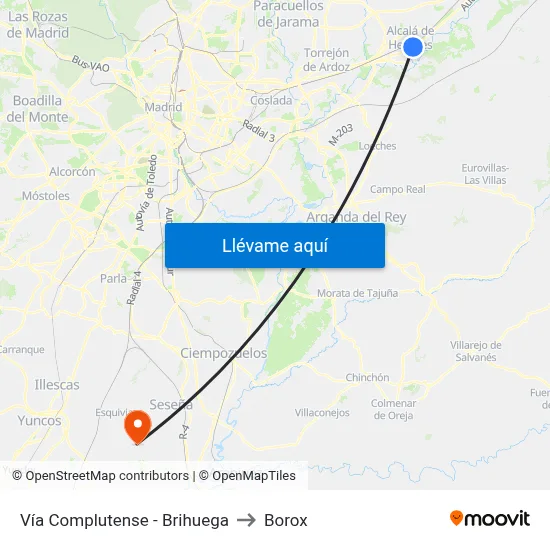 Vía Complutense - Brihuega to Borox map