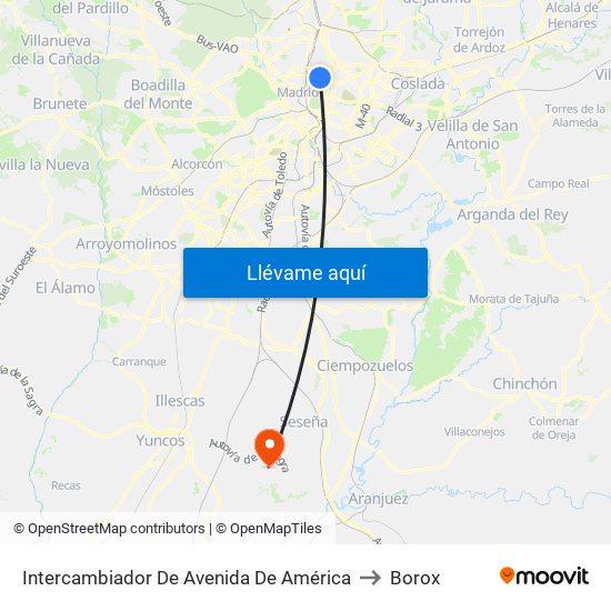 Intercambiador De Avenida De América to Borox map