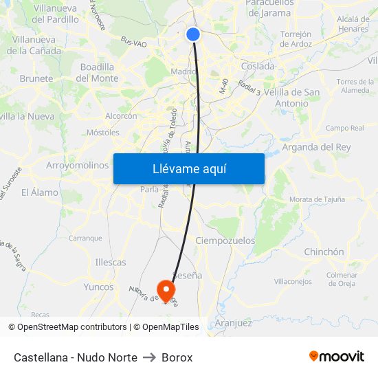 Castellana - Nudo Norte to Borox map