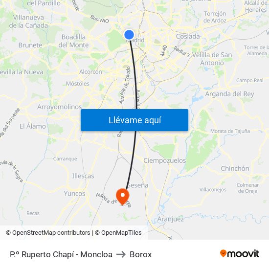 P.º Ruperto Chapí - Moncloa to Borox map