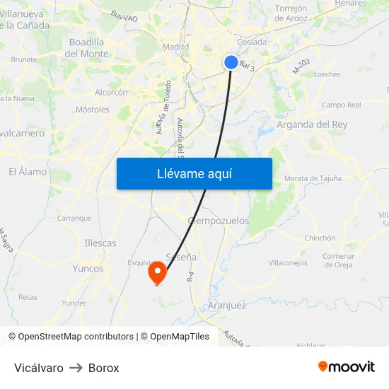Vicálvaro to Borox map