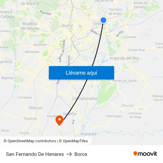 San Fernando De Henares to Borox map