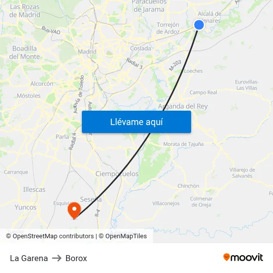 La Garena to Borox map
