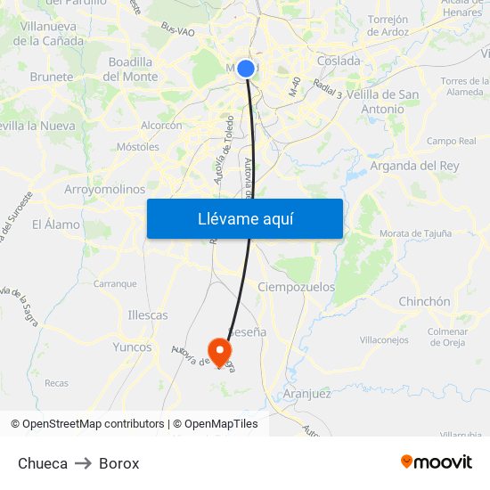 Chueca to Borox map