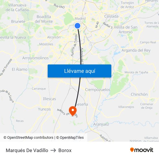 Marqués De Vadillo to Borox map