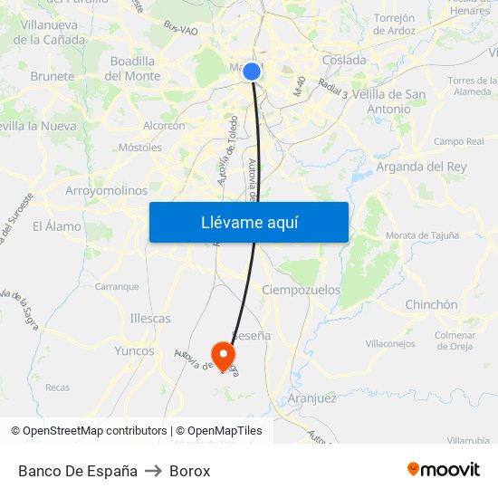 Banco De España to Borox map