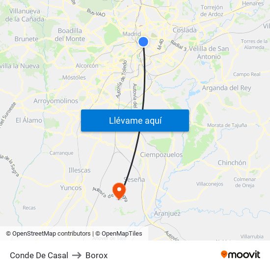 Conde De Casal to Borox map
