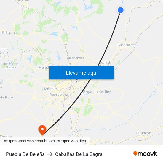 Puebla De Beleña to Cabañas De La Sagra map