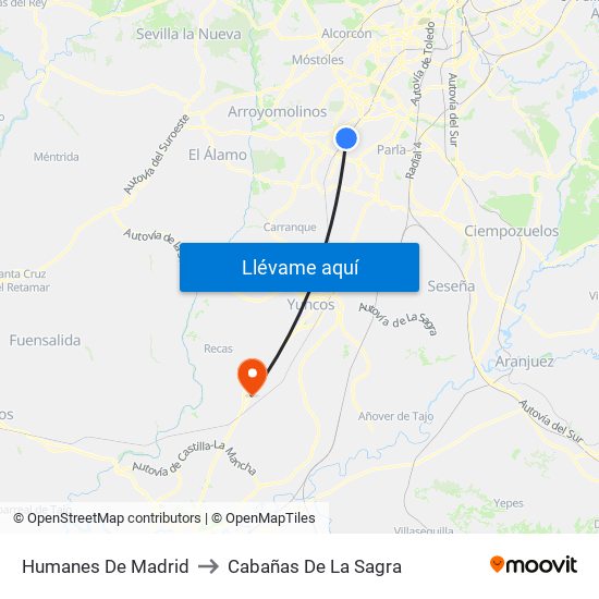 Humanes De Madrid to Cabañas De La Sagra map