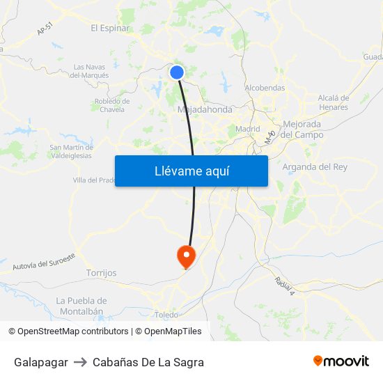 Galapagar to Cabañas De La Sagra map