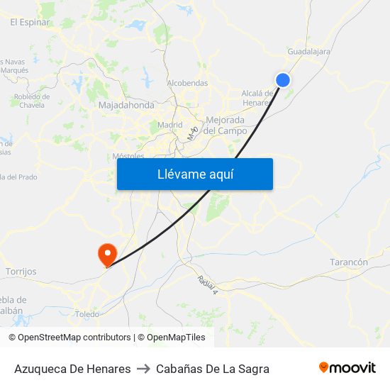 Azuqueca De Henares to Cabañas De La Sagra map