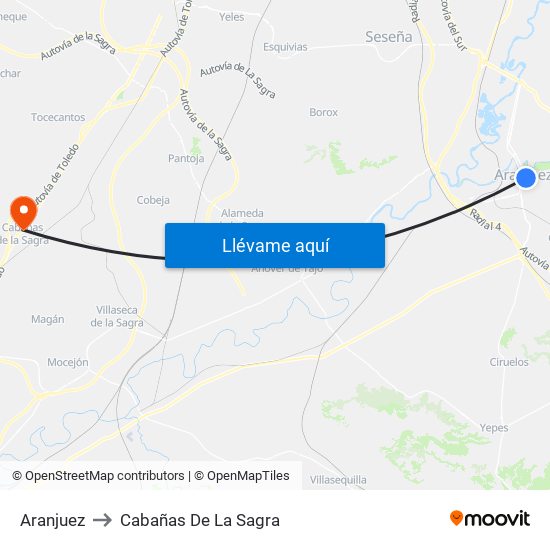 Aranjuez to Cabañas De La Sagra map