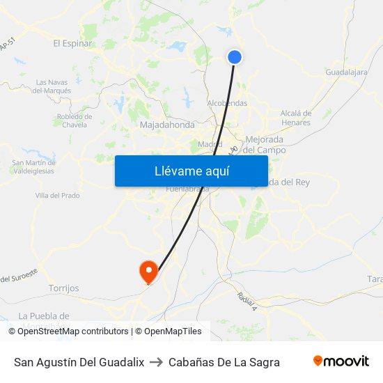 San Agustín Del Guadalix to Cabañas De La Sagra map