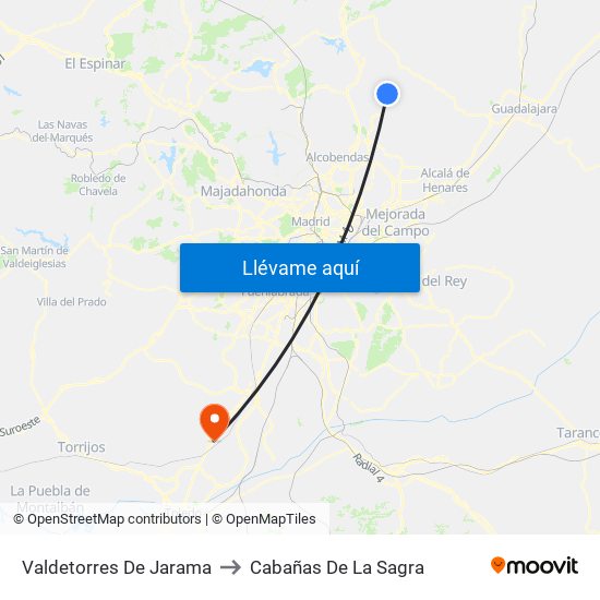 Valdetorres De Jarama to Cabañas De La Sagra map