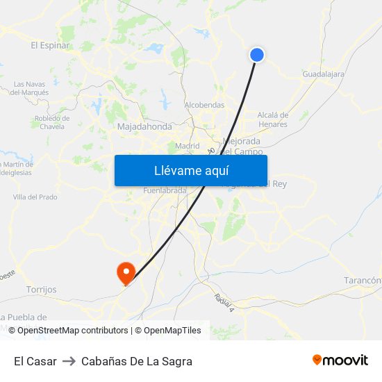 El Casar to Cabañas De La Sagra map