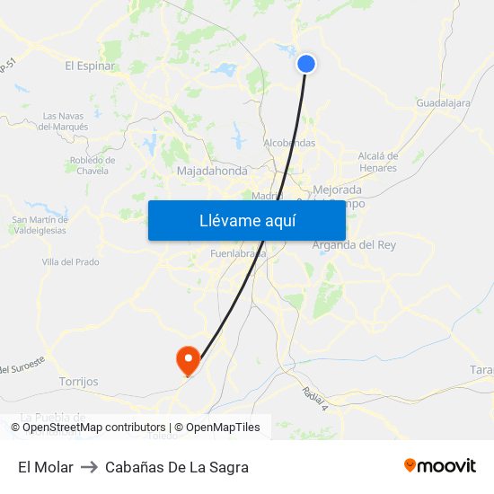 El Molar to Cabañas De La Sagra map
