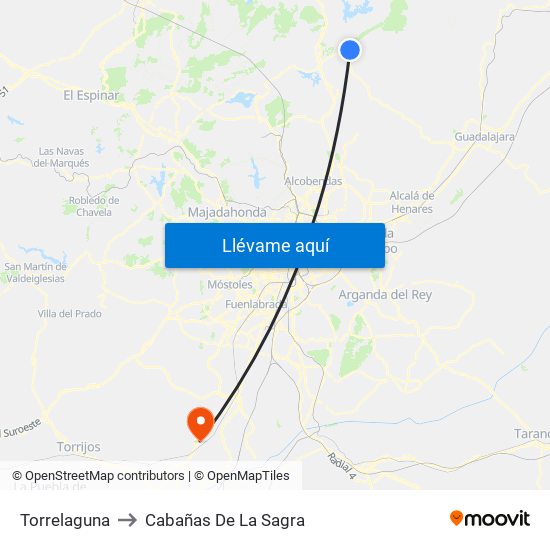 Torrelaguna to Cabañas De La Sagra map