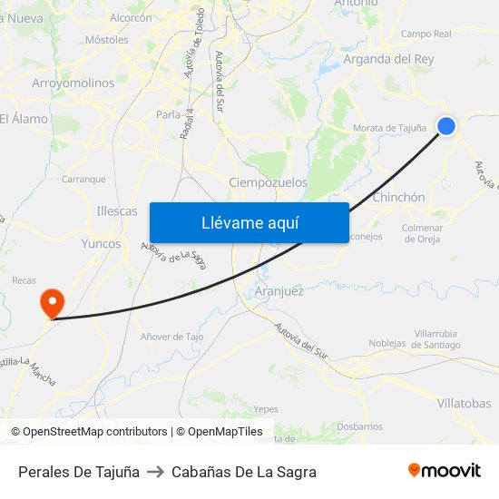 Perales De Tajuña to Cabañas De La Sagra map